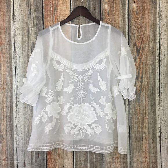 Mosicoco Tops - Mosicoco | White Embroidered Blouse